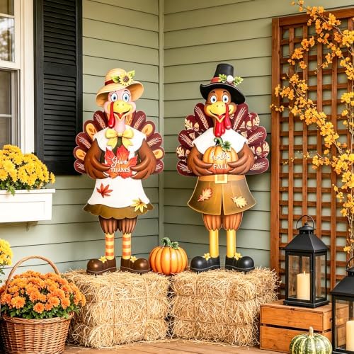 VCUTEKA Fall Turkey Outdoor for Yard Decor, Thanksgiving Garden Stake