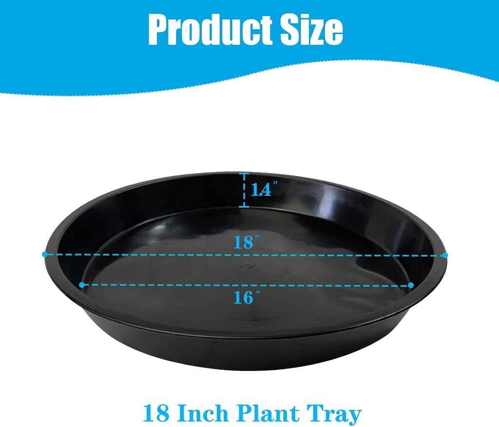 Plant Saucer 18 Inch, 5 Pack Heavy Duty Plant Tray for Pots, Plastic Pot Saucers for Plants, Large Drip Trays for