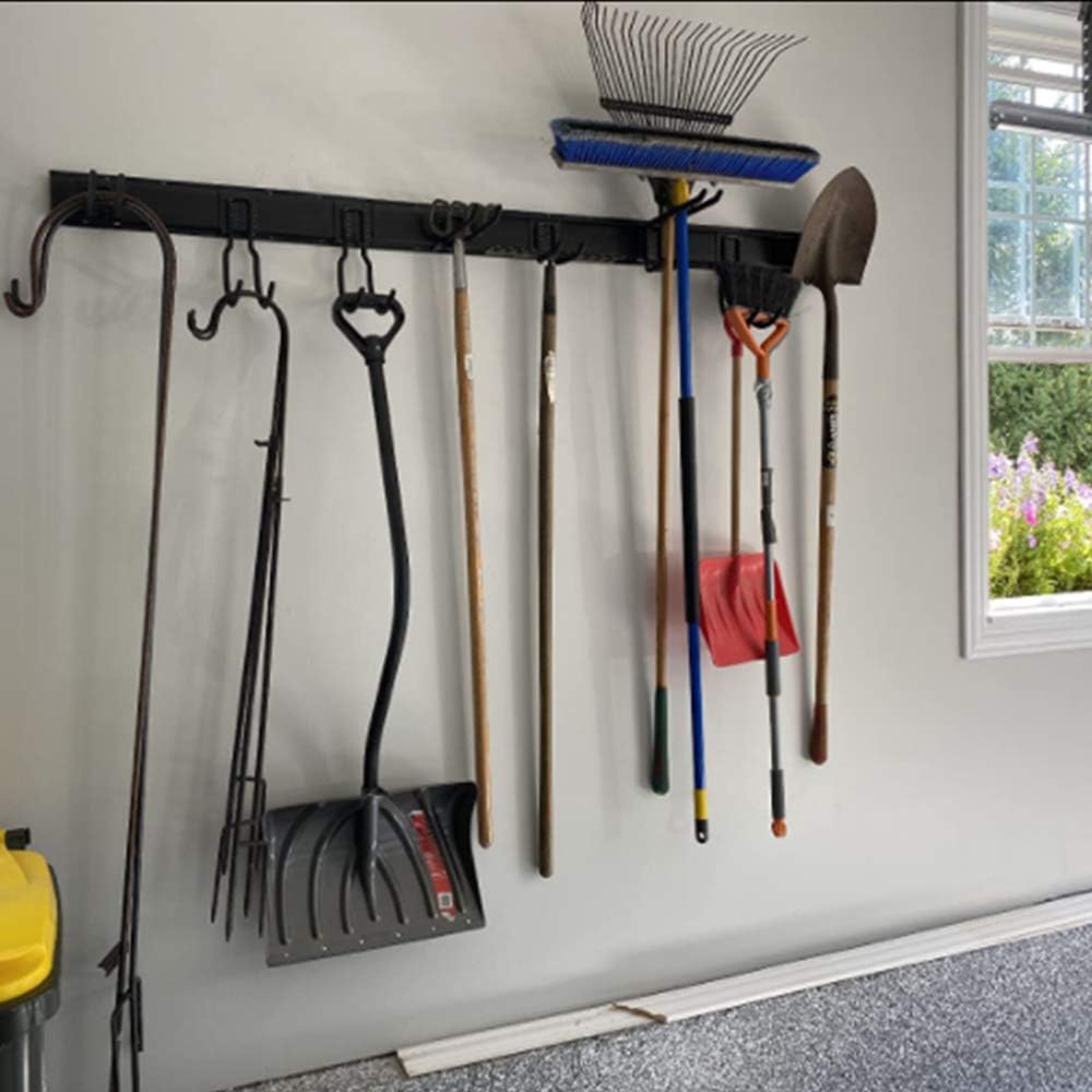 Tool Storage Rack, Garden Tool Organizer Wall Mount with 9 Hooks | 64 Inches Adjustable Garage Tool Organization Wall
