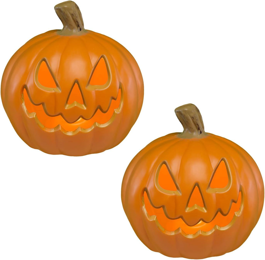 Xodus Battery Operated LED Light Pumpkin, Jack-O-Lantern, 8.5-inch, 2 Pack