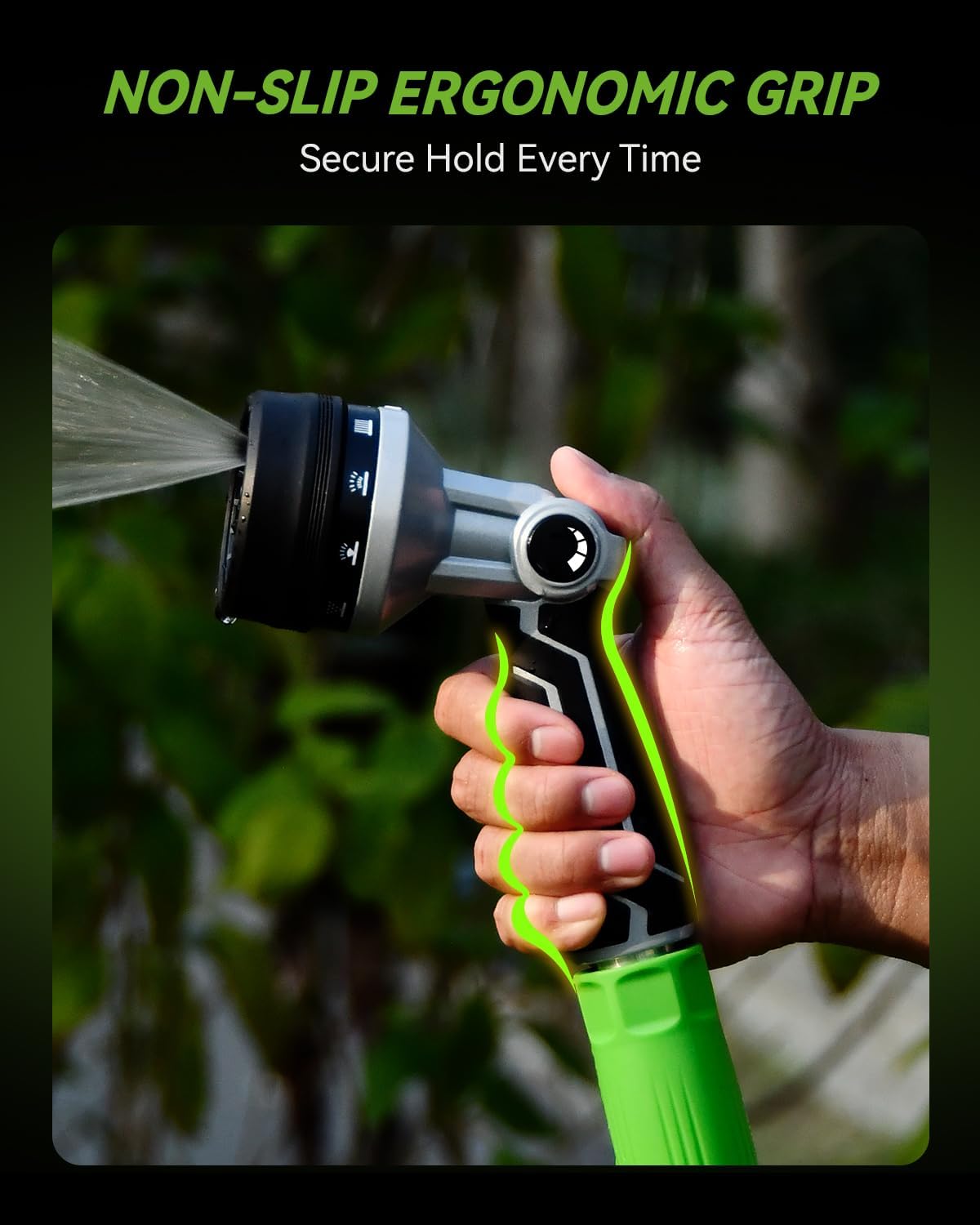 RAINPOINT Full-Metal Garden Hose Nozzle, Heavy Duty Water Hose Nozzle Sprayer With 10 Adjustable Patterns & High