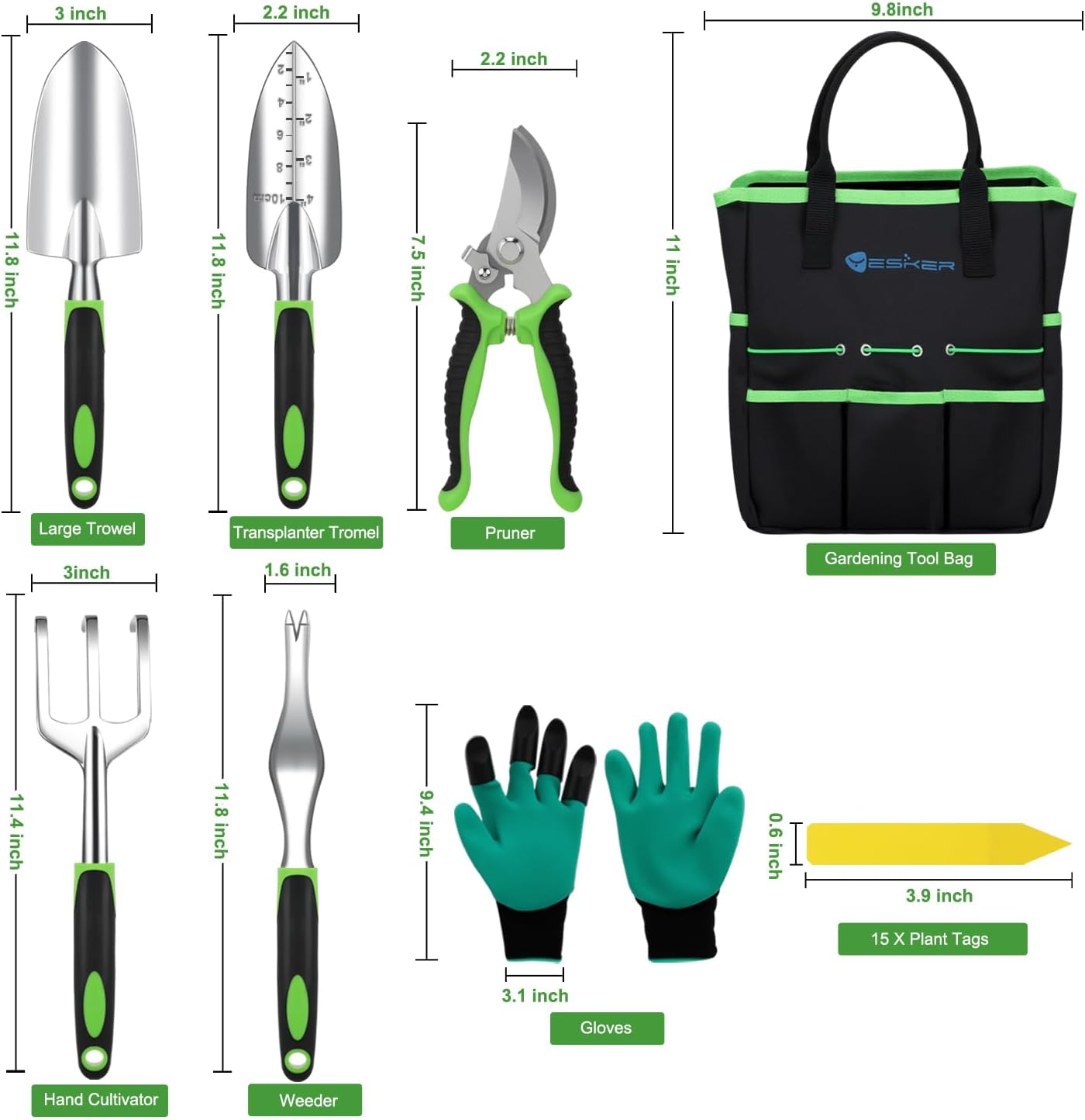 Yesker Gardening Tools 22-Piece Heavy Duty Garden Tool Set Gardening Supplies Gifts for Women Men Gardening Hand Tool