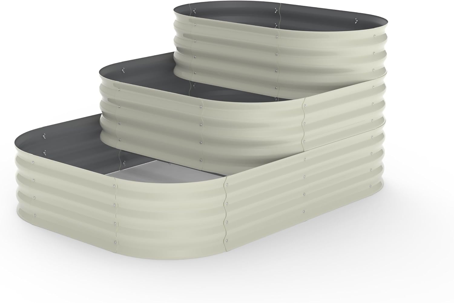 IDEALHOUSE 3-Tier Galvanized Raised Garden Bed 60.6x42.1x30.7 Inch, Exclusive Layered Planting Design for Shallow &