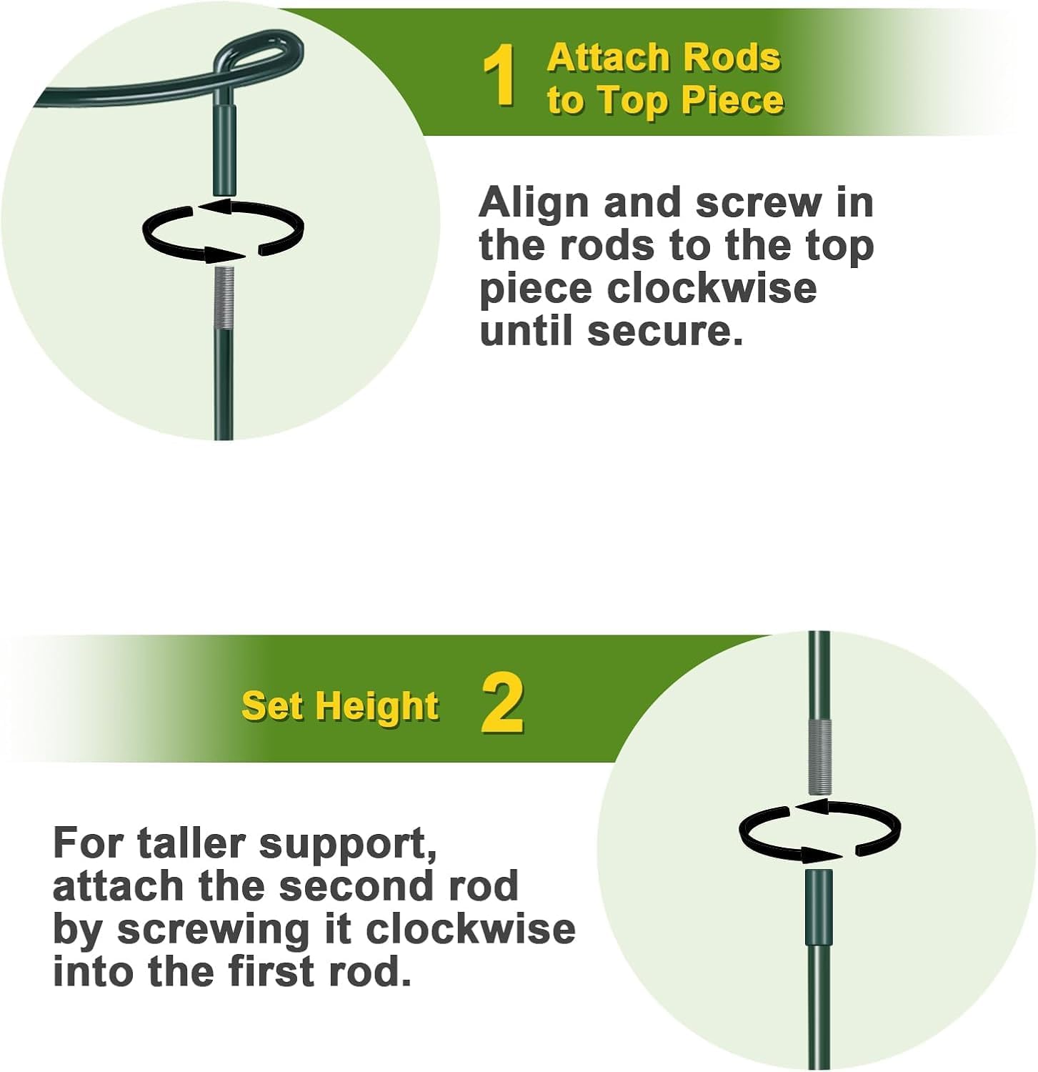 HiGift 4 Pack Height Adjustable Metal Plant Support (36" H or 24" H or 12" H), Heavy Duty Peony Cages and Supports