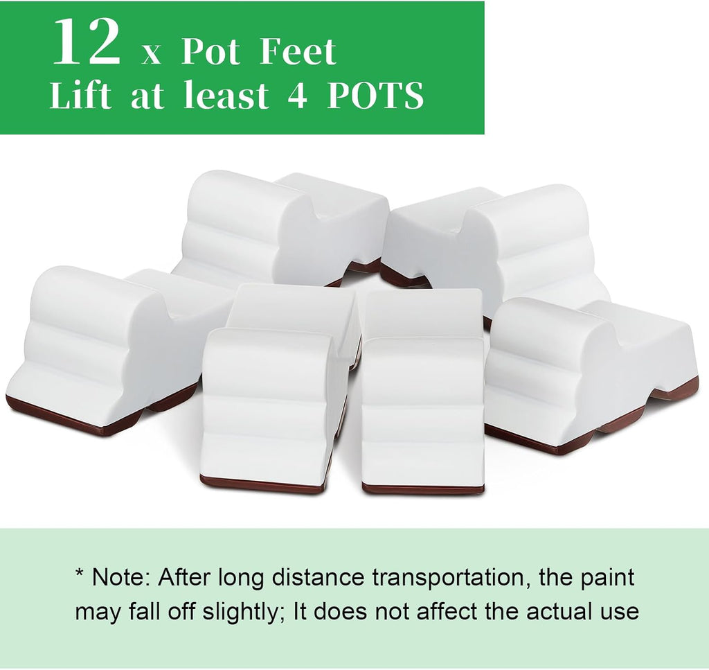 Kigeli 12 Pcs Resin Pot Feet for Outdoor Planters 3 Inch Long 1.5 Inch Tall Flower Handmade Elevator Plant Feet Frost