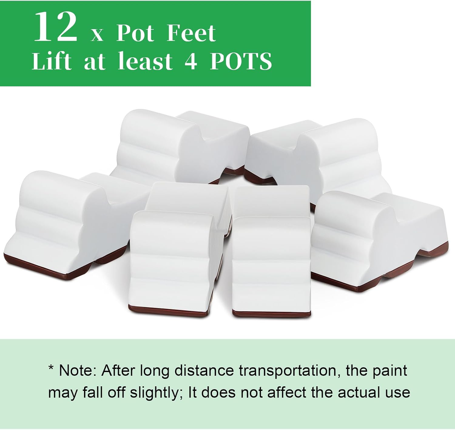 Kigeli 12 Pcs Resin Pot Feet for Outdoor Planters 3 Inch Long 1.5 Inch Tall Flower Handmade Elevator Plant Feet Frost
