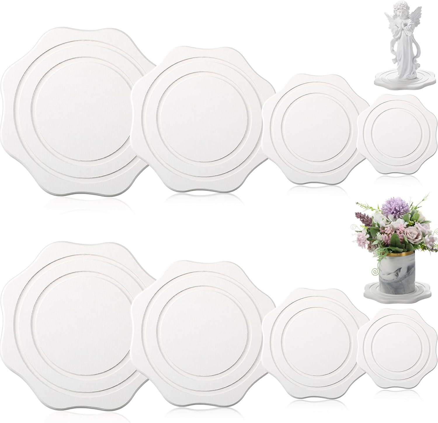 Gejoy 8 Pack Diatomaceous Earth Plant Saucers 4/6/8/10 Inch Stone Plant Tray Instant Dry Water Absorbent Diatomite