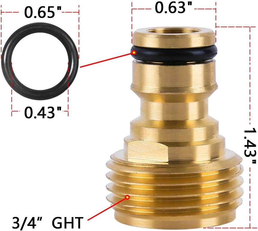 Garden Hose Quick Connect Solid Brass Quick Connector Garden Hose Fitting Water Hose Connectors 3/4 inch GHT (3 SETS)