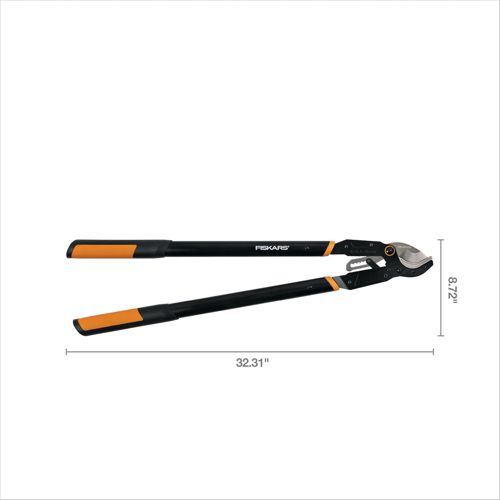 Fiskars 32" Ratchet Drive Garden Anvil Loppers, 2" Cut Capacity | Heavy-Duty Tree Trimmer for Thick, Dry, Dead