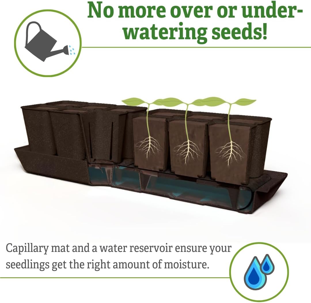 Gardener's Supply Company Gardener's Best® XL Seed Starting Kit | Durable and Reusable Self-Watering Deep Root Seed