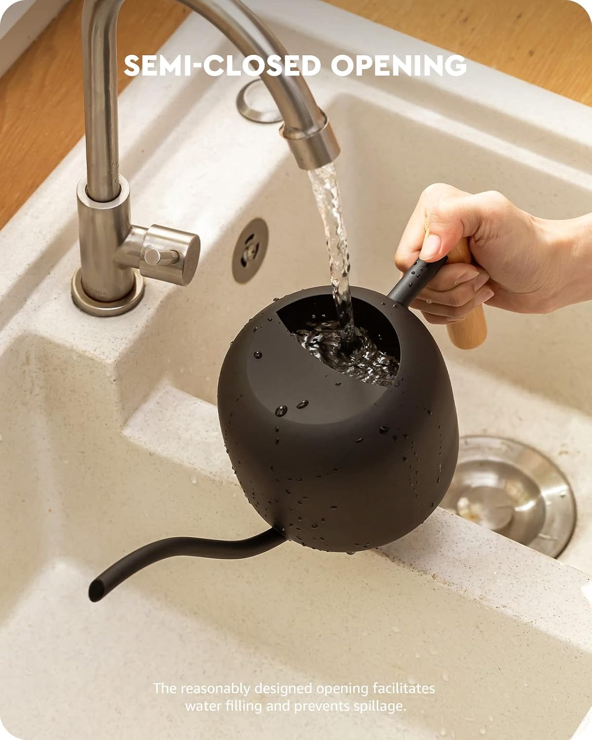 Baffect Watering Can Indoor Plants with Long Spout, 1.2L / 41oz (Black) | Small Metal Watering Pot For Houseplant
