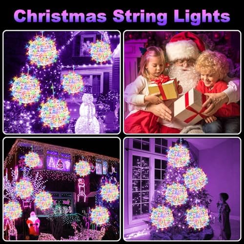 Baung Christmas String Lights Outdoors,4 Pack 11.81" Sphere Lights,Ball Tree Garden Globe Lights for Home, Party, Christmas, Porch Patio,Wedding, Garden,Tree Decoration with Plug