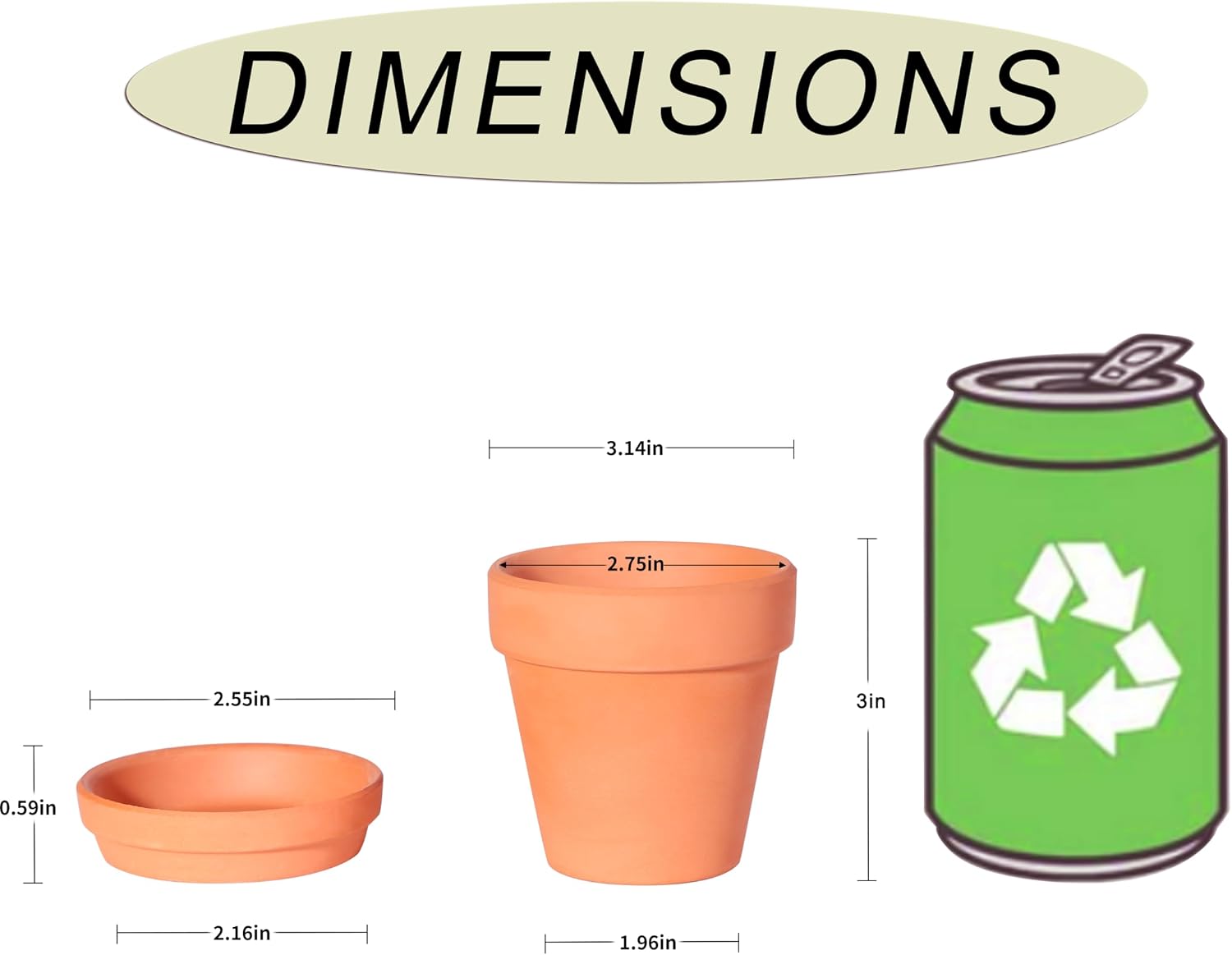 3 Inch Terracotta Pots with Saucer-20 Pack Succulent Cactus Plant Pots with Drainage Hole, Great for Plants Garden