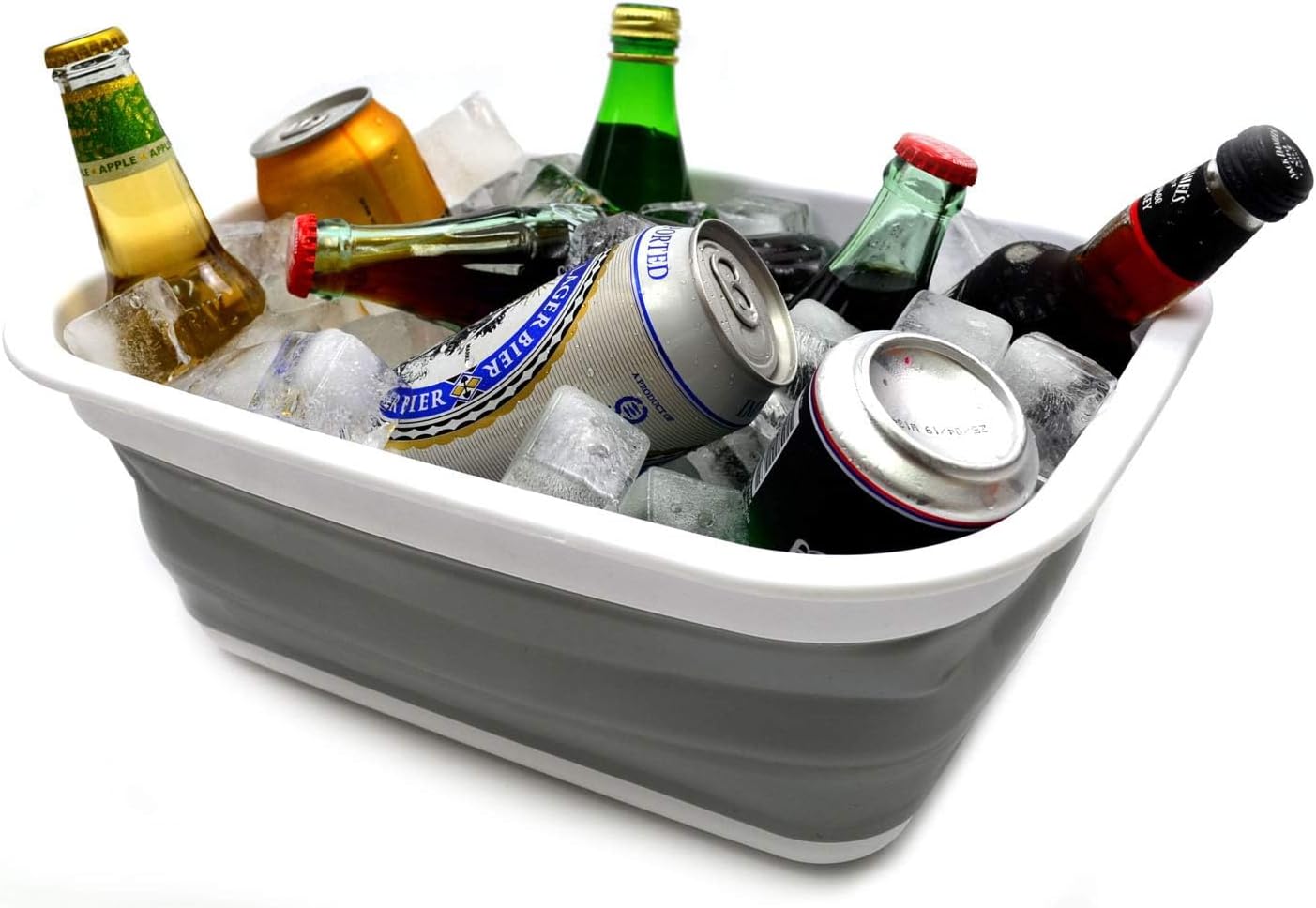 SAMMART 9.2L (2.37Gallon) Collapsible Wash Basin - Foldable Outdoor Picnic Basket - Portable Plastic Tub - Space Saving