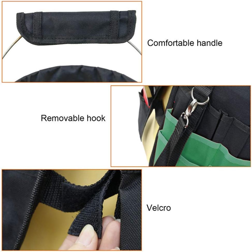 Green Gardening Tools Organizer 5 Gallon Bucket Tools Kit Storage Organizer with Handle, Garden 42 Pockets Tools