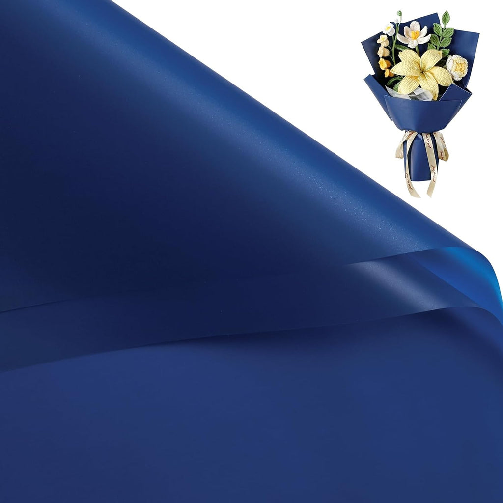 RUSPEPA 20 Sheets Flower Wrapping Paper, Pure Royal Blue Waterproof Floral Bouquet Wrapping Paper, Florist Supplies Packaging for Birthday, Wedding, Father's Day, Graduation, DIY Crafts, 22.4" x 22.4"