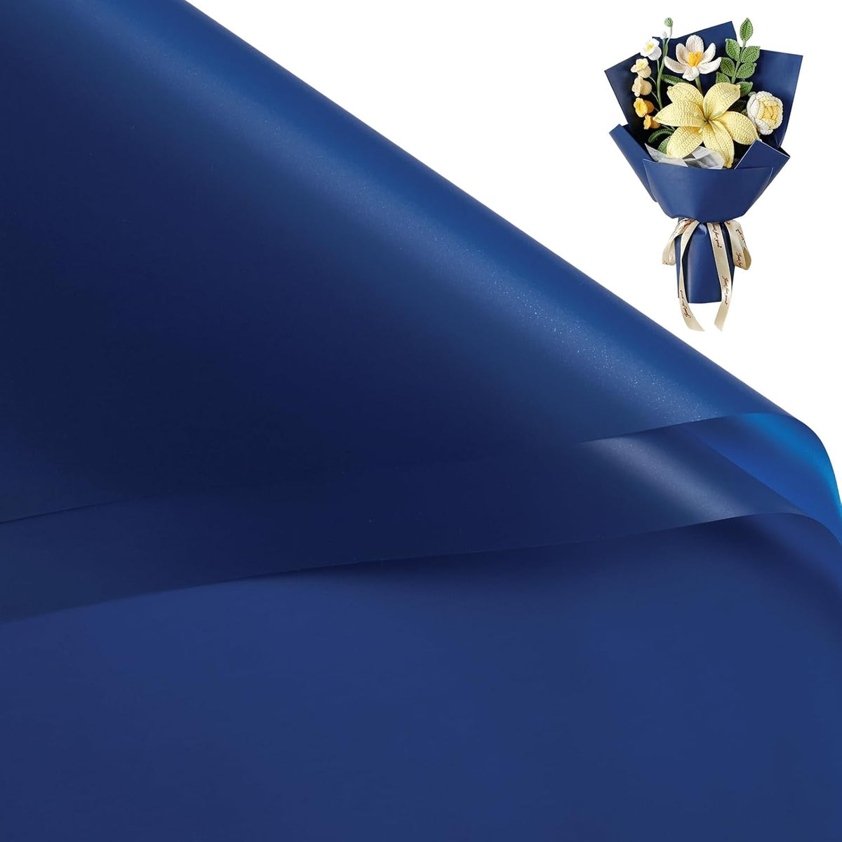 RUSPEPA 20 Sheets Flower Wrapping Paper, Pure Royal Blue Waterproof Floral Bouquet Wrapping Paper, Florist Supplies Packaging for Birthday, Wedding, Father's Day, Graduation, DIY Crafts, 22.4" x 22.4"