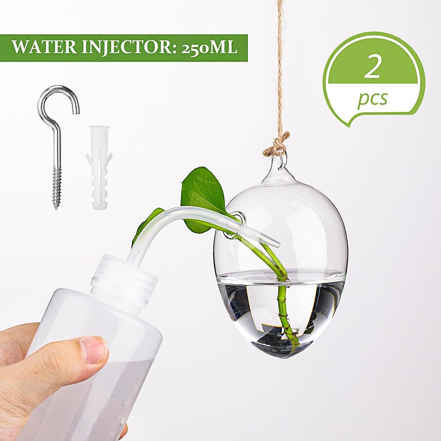 Zopeal 6 Set Wall Hanging Glass Planter Terrarium Propagation Station Vase Container Watering Squeeze Bottle with Rope