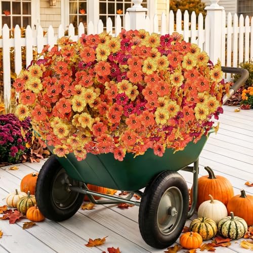 13 Bundles Artificial Fall Flowers Fake Mums for Outdoor (Autumn Colors)