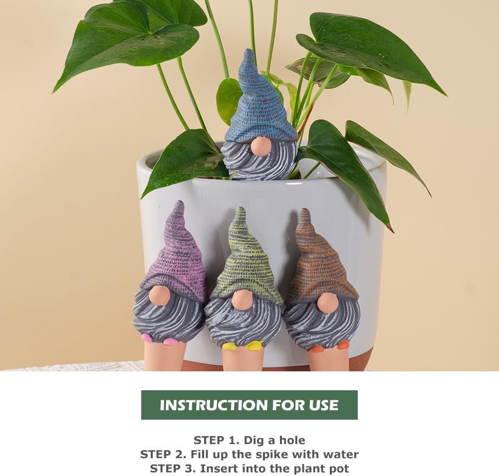4 Pack Terracotta Watering Spikes, Vacation Self-Watering Planters Devices - Continuous Moisture with Slow Release
