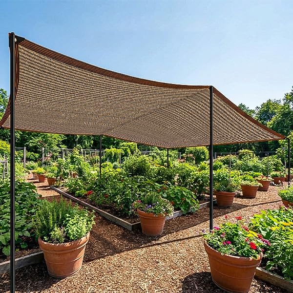 Cloth Shade Cloth with Grommets 70% Shade Cloth 10x20ft, Breathable HDPE Mesh Sun Shade for Garden Greenhouse UV