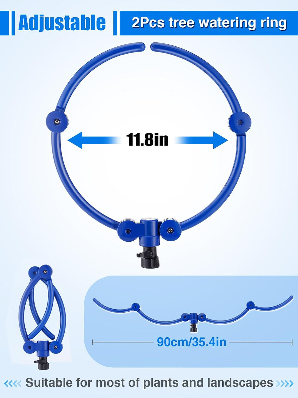 Apipi 2 Pcs 11.8" 360° Ring Tree Water Sprinklers for Even Root Irrigation | Adjustable Circle Tree Watering with Y