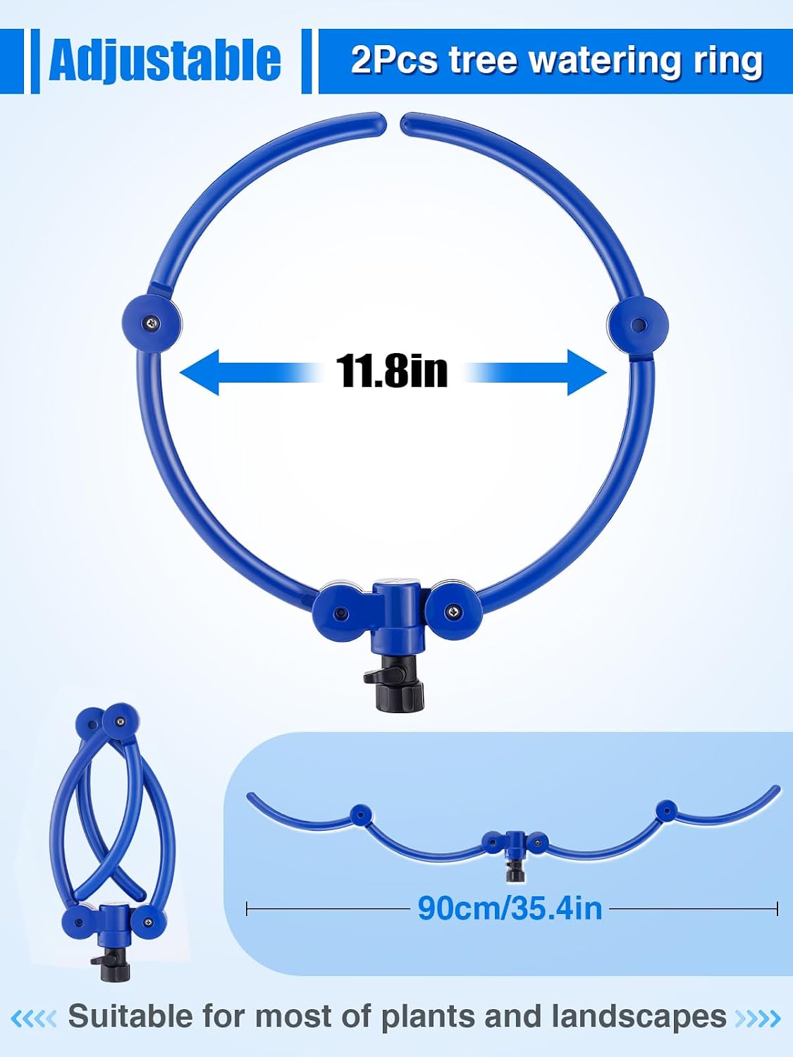 Apipi 2 Pcs 11.8" 360° Ring Tree Water Sprinklers for Even Root Irrigation | Adjustable Circle Tree Watering with Y