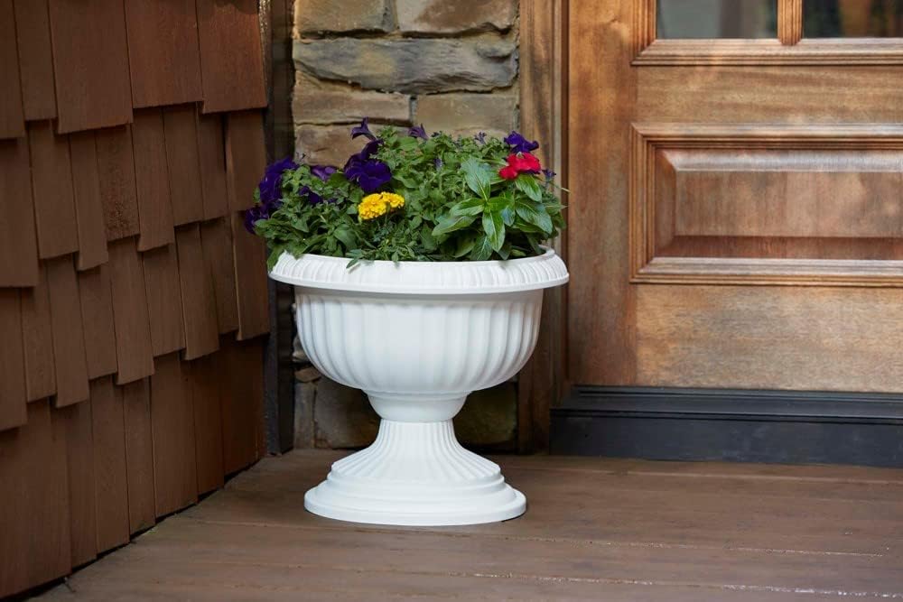 Southern Patio Dynamic Design 18 Inch Outdoor Home Resin Grecian Urn Versatile Planter Pot for Entryways and Backyard