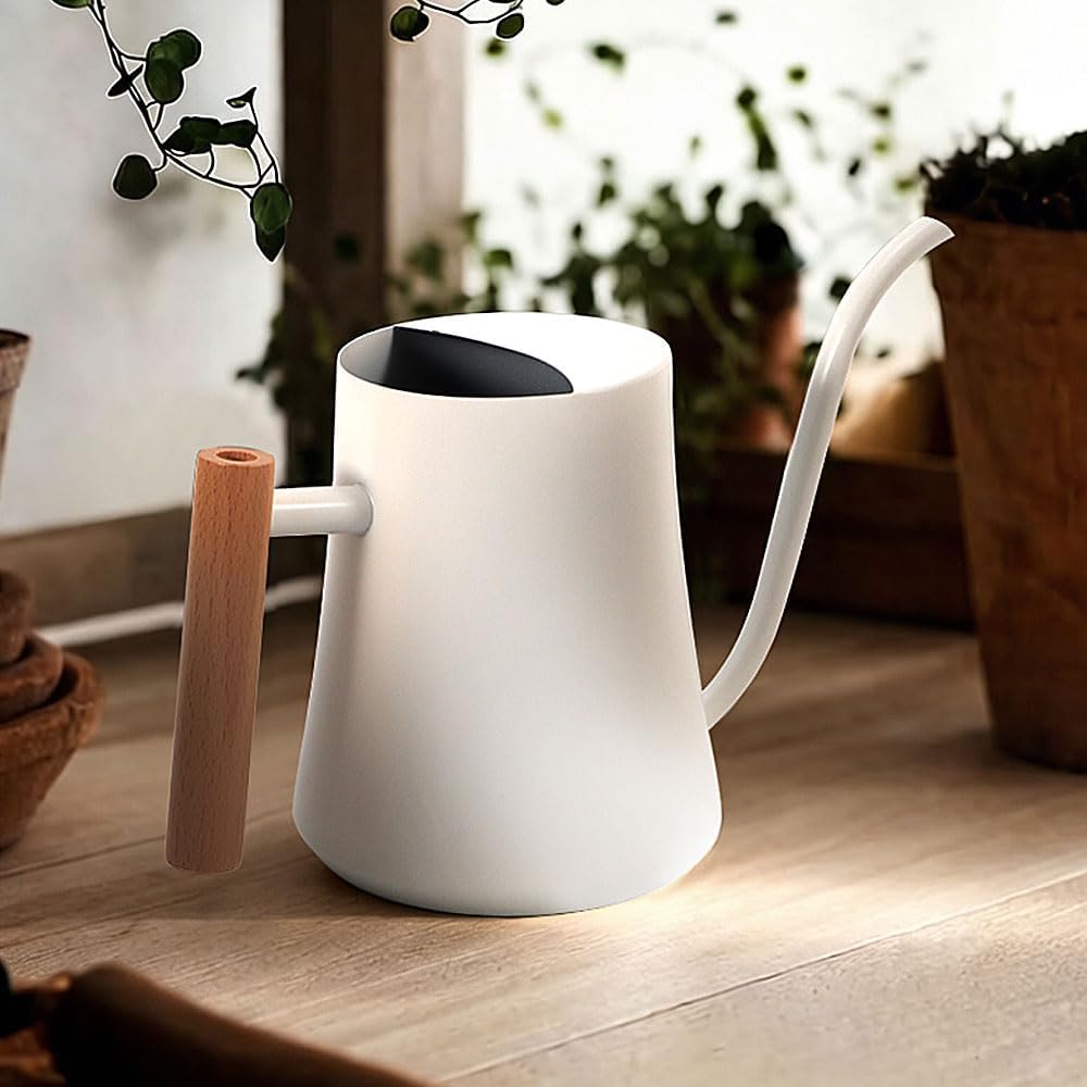 Small Watering Can Indoor Plants Metal Watering Cans 1L/34oz (White)