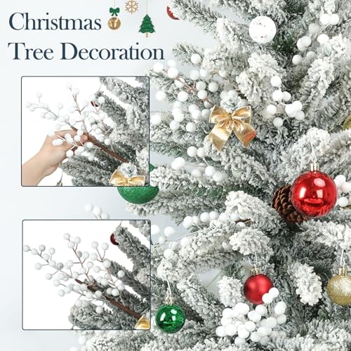 Christmas Berry Stems, Artificial White Picks for Christmas Decorations