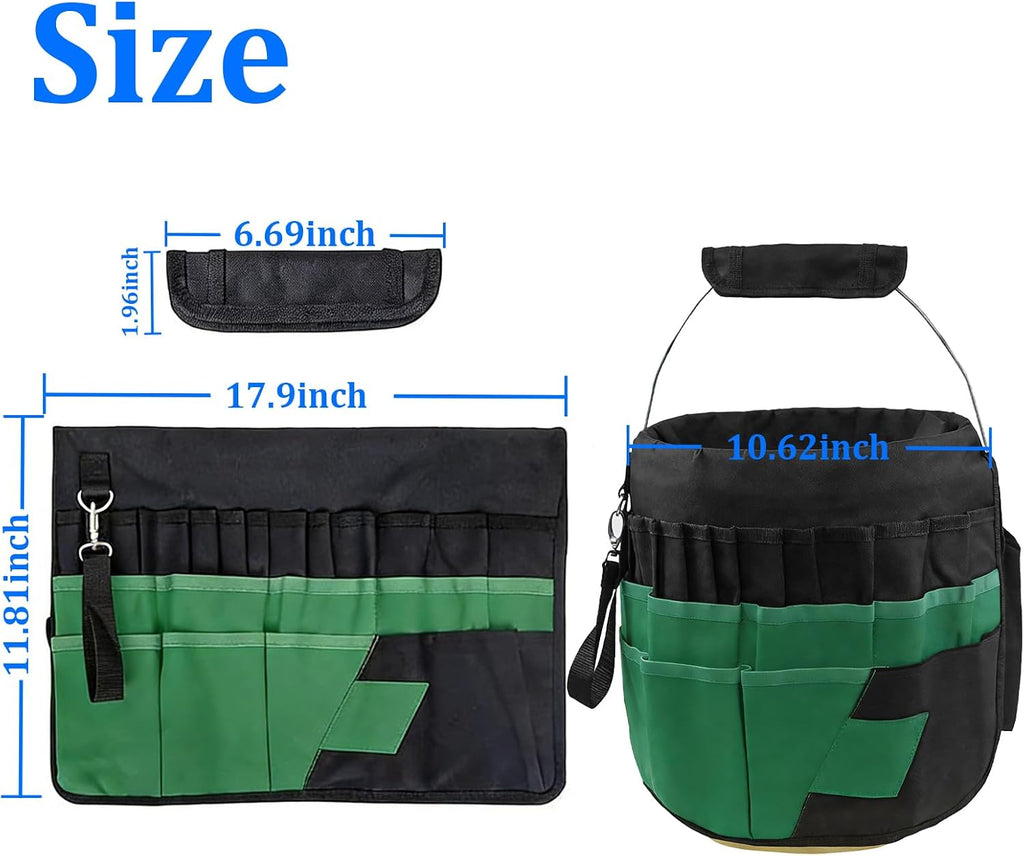 Bucket Tool Bag Organizer with 42 Pockets Multi-functional Garden Tool Bag Organizer 5 Gallon Bucket Tools Kit for