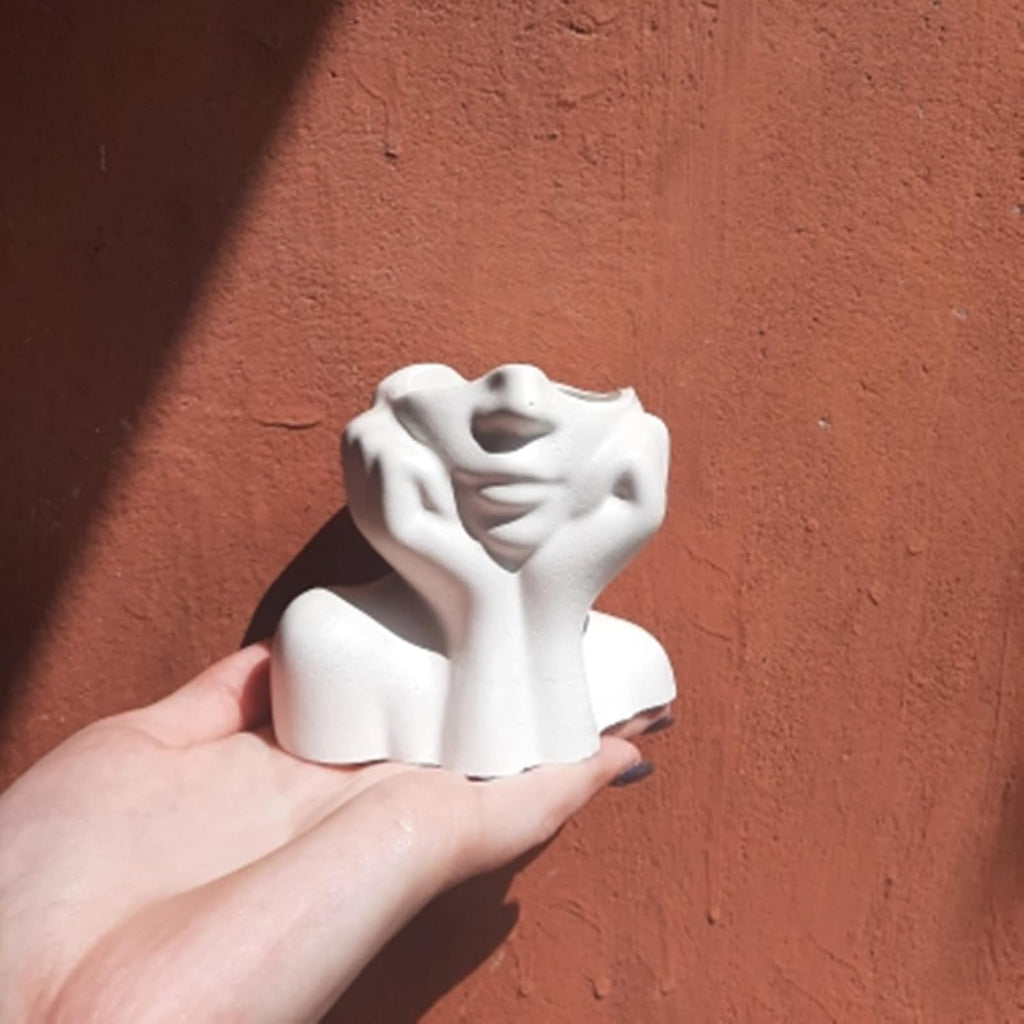 Abstract Face Flower Pot Silicone Mold Succulent Planter Vase Plaster Concrete Mold Candle Pen Holder Mold Cement Clay