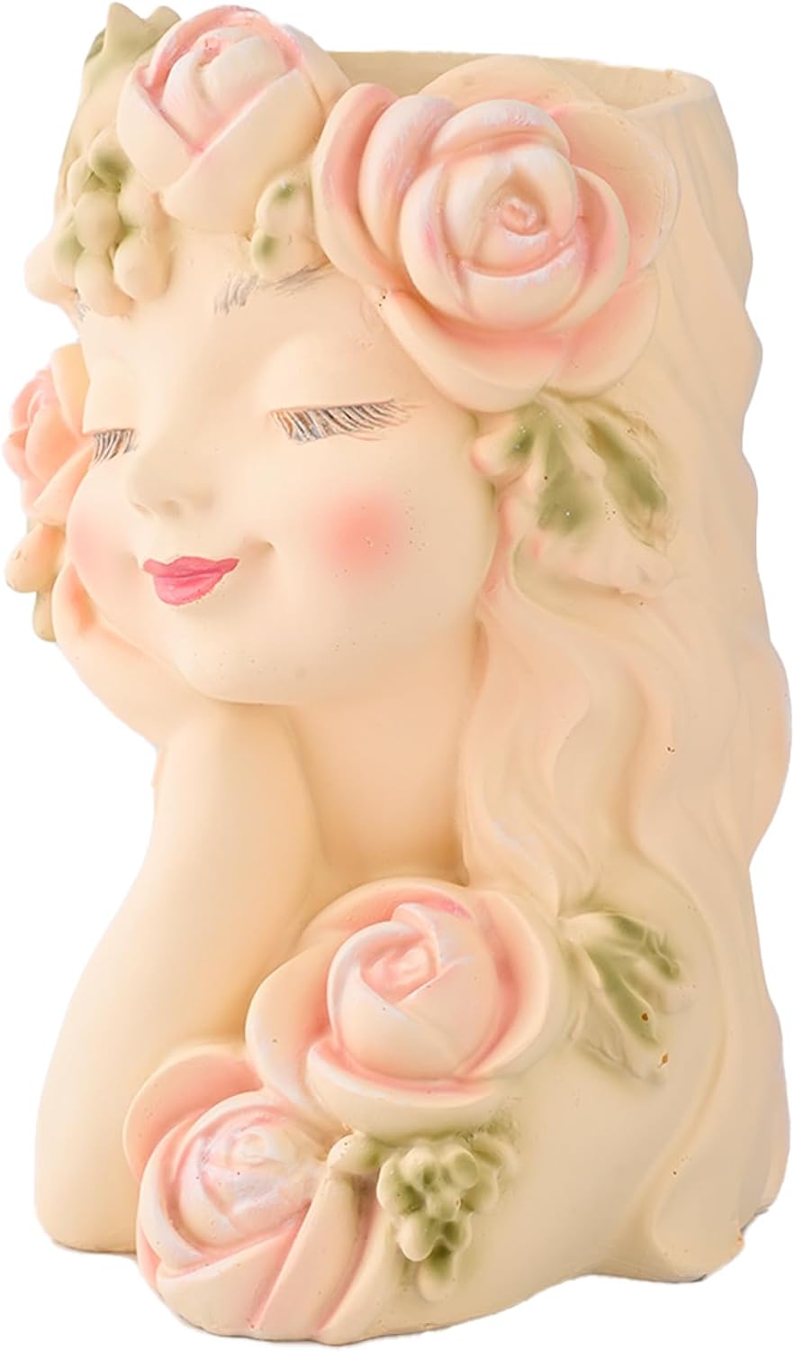 Head Face Planter for Succulents Indoor Outdoor with Drainage Hole, Resin Decorative Flower Pot for Home Garden, Gift