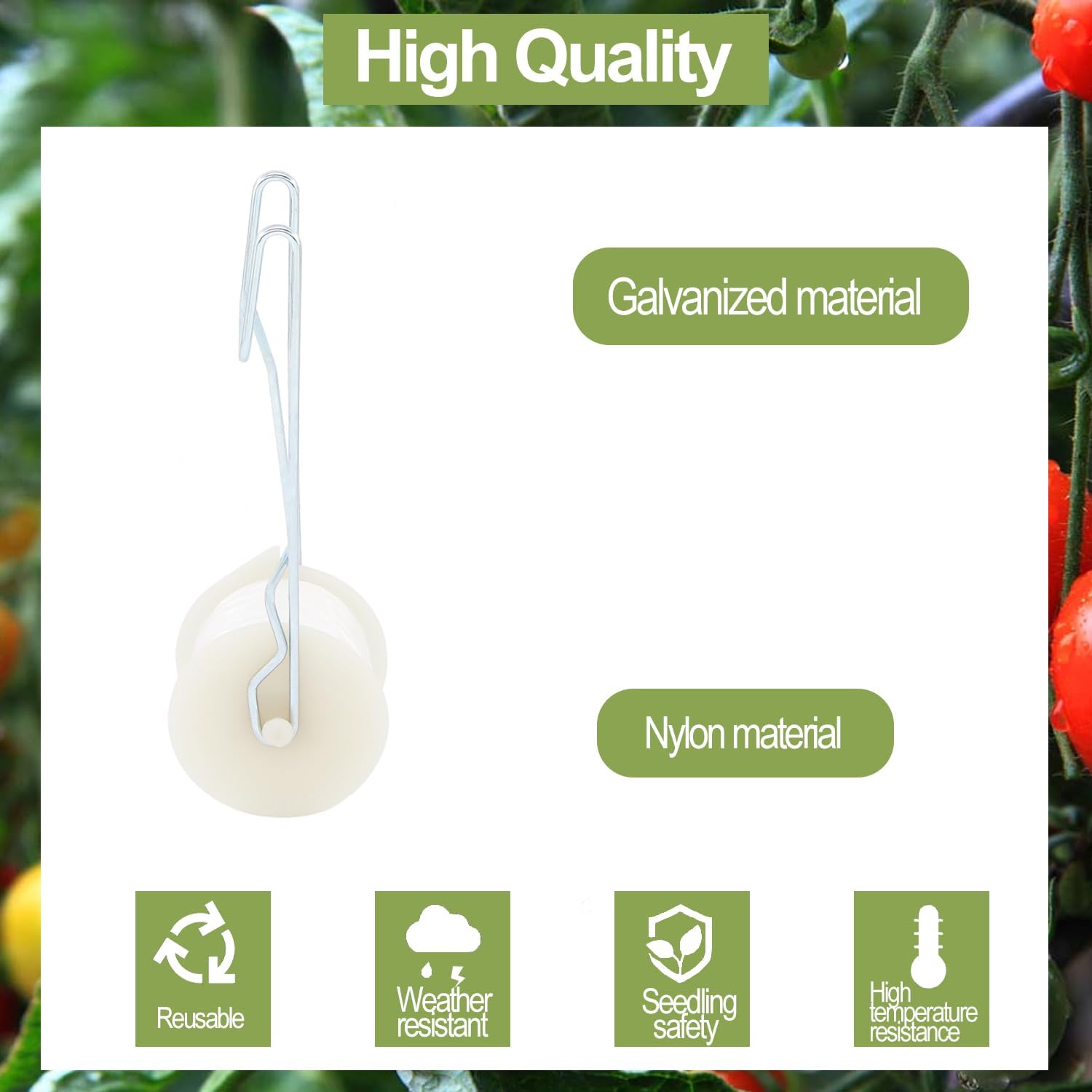40 Pack Tomato Roller Hooks with 49.2FT String, Greenhouse Trellising Kit for Tomato,Plant, Greenhouse,Flower Vine