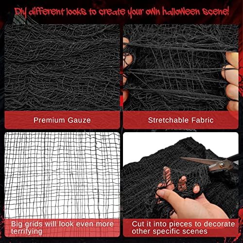 Legigo 6 Pack Halloween Creepy Cloths, Black Fabric Yard Decorations