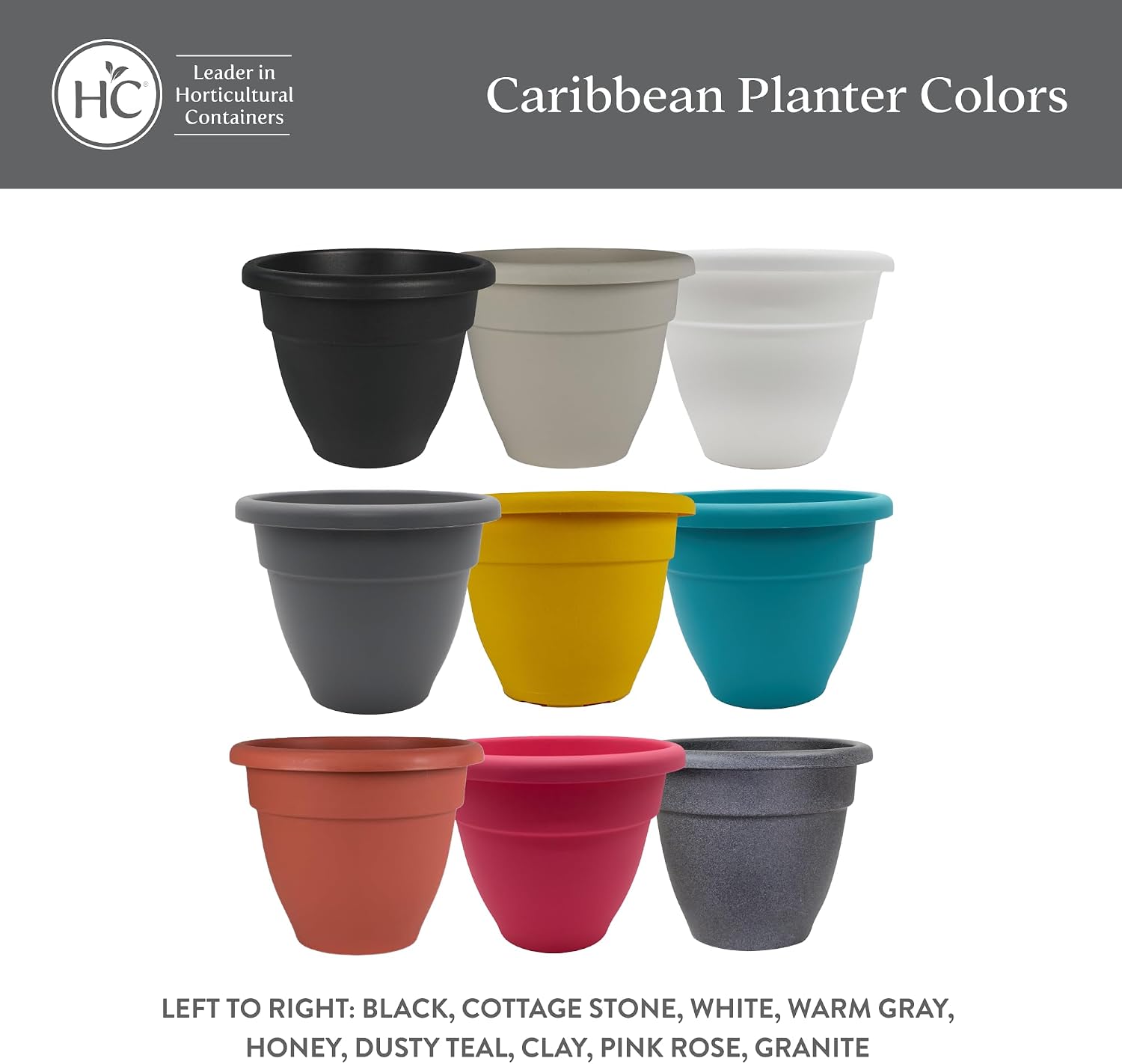 The HC Companies Caribbean Planter Pot - Outdoor & Indoor Plant Pot with Drainage Hole & Plug - Rolled Rim Plastic Pots