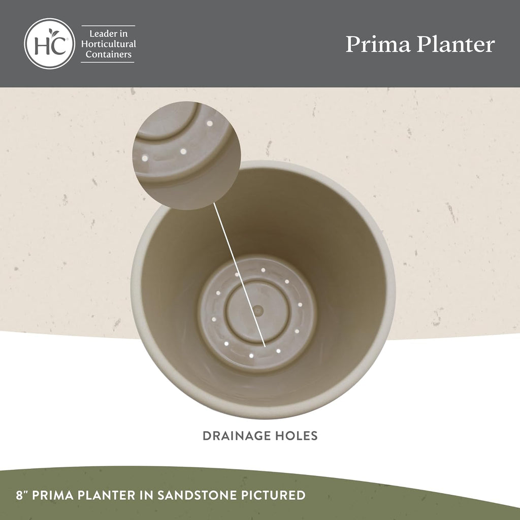 The HC Companies Prima Round Plastic Plant Pot w/Rolled Rim - Lightweight & UV Resistant Flower Pot for Herbs & More