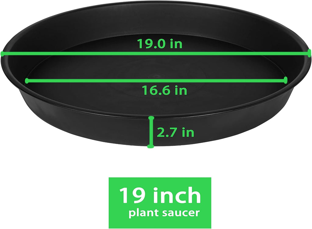 4 Pack of 18 19 inch Plant Saucer Drip Tray, 17 19 21 23 25 27 inch Heavy Duty Large Deep Plant Saucers for Pots