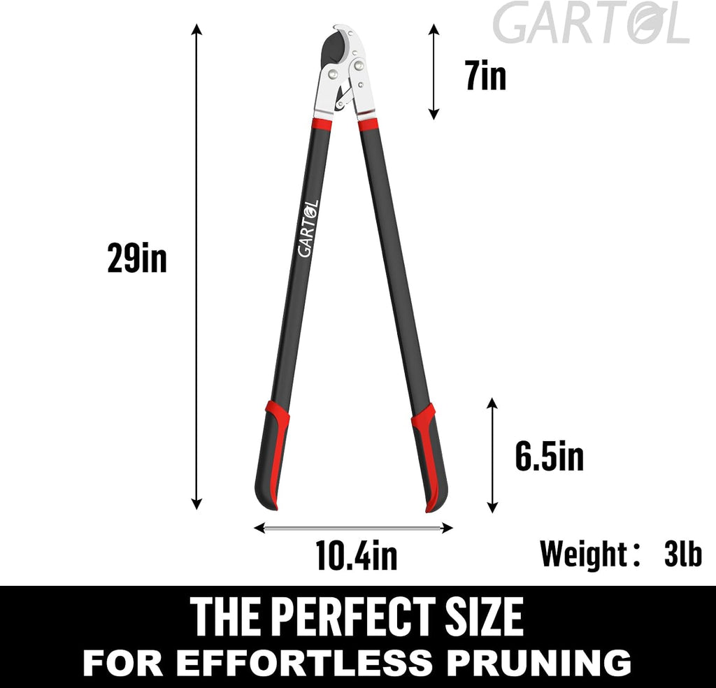 GARTOL Heavy-Duty Anvil Lopper, 29" Tree Pruning Shears, with a Spare SK5 Steel Blade, Compound Action for Effortless