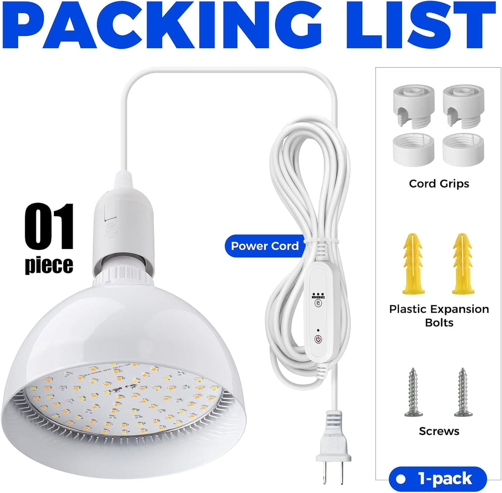 Barrina Hanging Grow Light Bulbs for Indoor Plant, 25W Full Spectrum, Timer | 4H/9H/14H, Hanging Grow Light Bulbs for