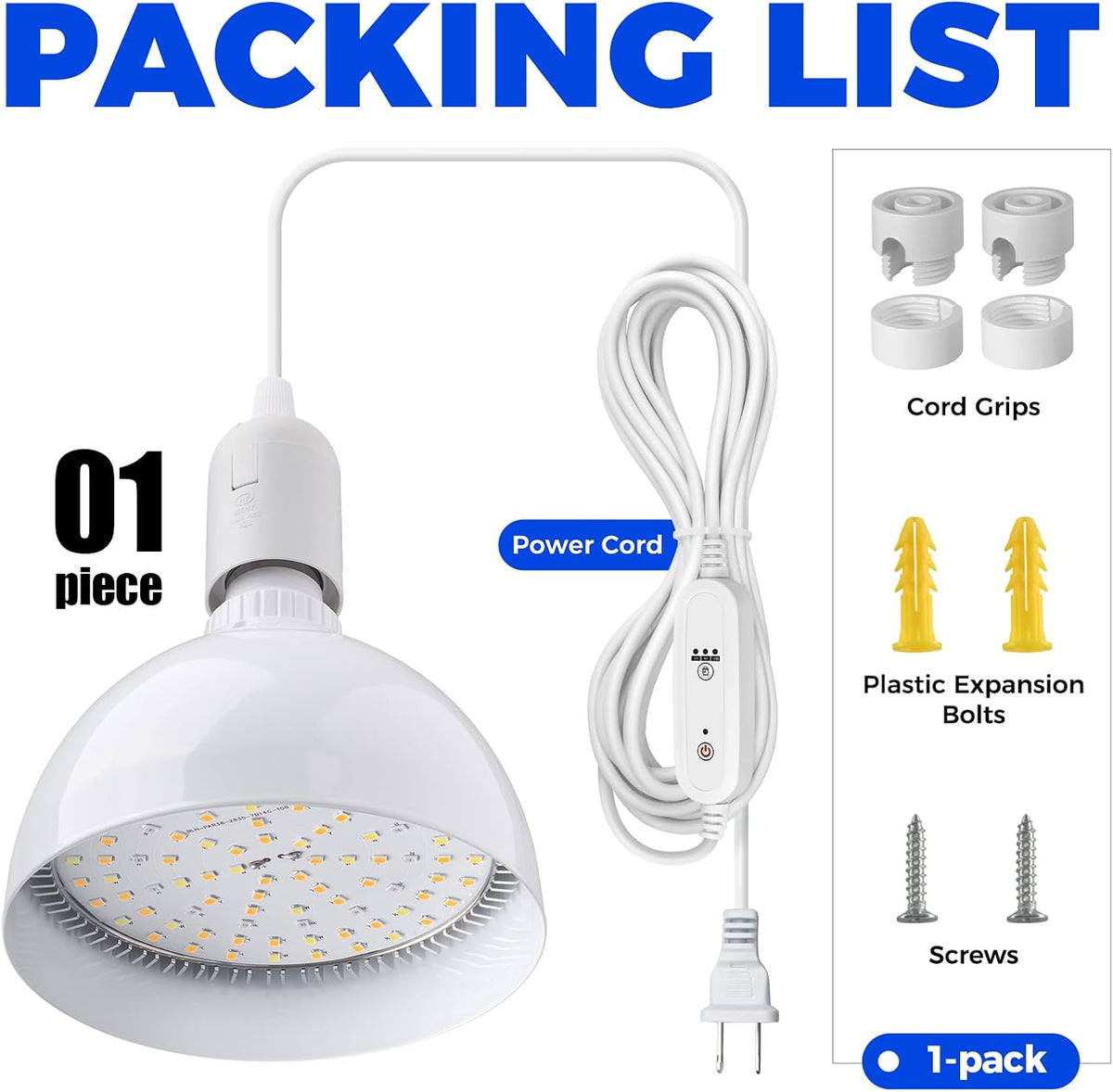 Barrina Hanging Grow Light Bulbs for Indoor Plant, 25W Full Spectrum, Timer | 4H/9H/14H, Hanging Grow Light Bulbs for