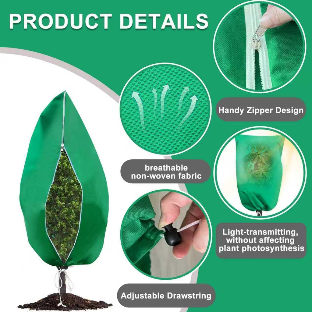 Plant Covers Freeze Protection, 2 Pack 78.7''W x 95.5''H Frost Covers with Zipper Drawstring, Plant Protection Bags for