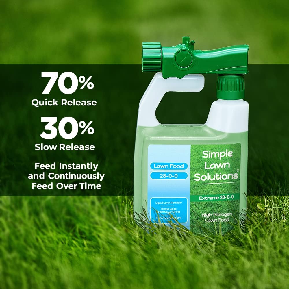 Maximum Green & Growth Fertilizer High Nitrogen 28-0-0 Liquid Lawn Food Spray Spring & Summer- Any Grass Type- Simple