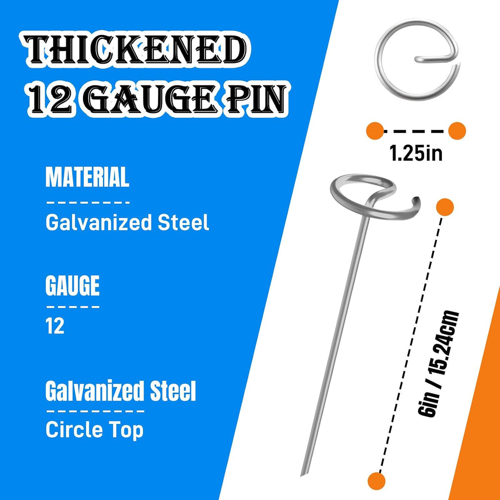 120 PCS Landscape Fabric Pins, 8 Gauge Galvanized Steel Garden Staples with 1.3 inch Landscape Fabric pins & Free