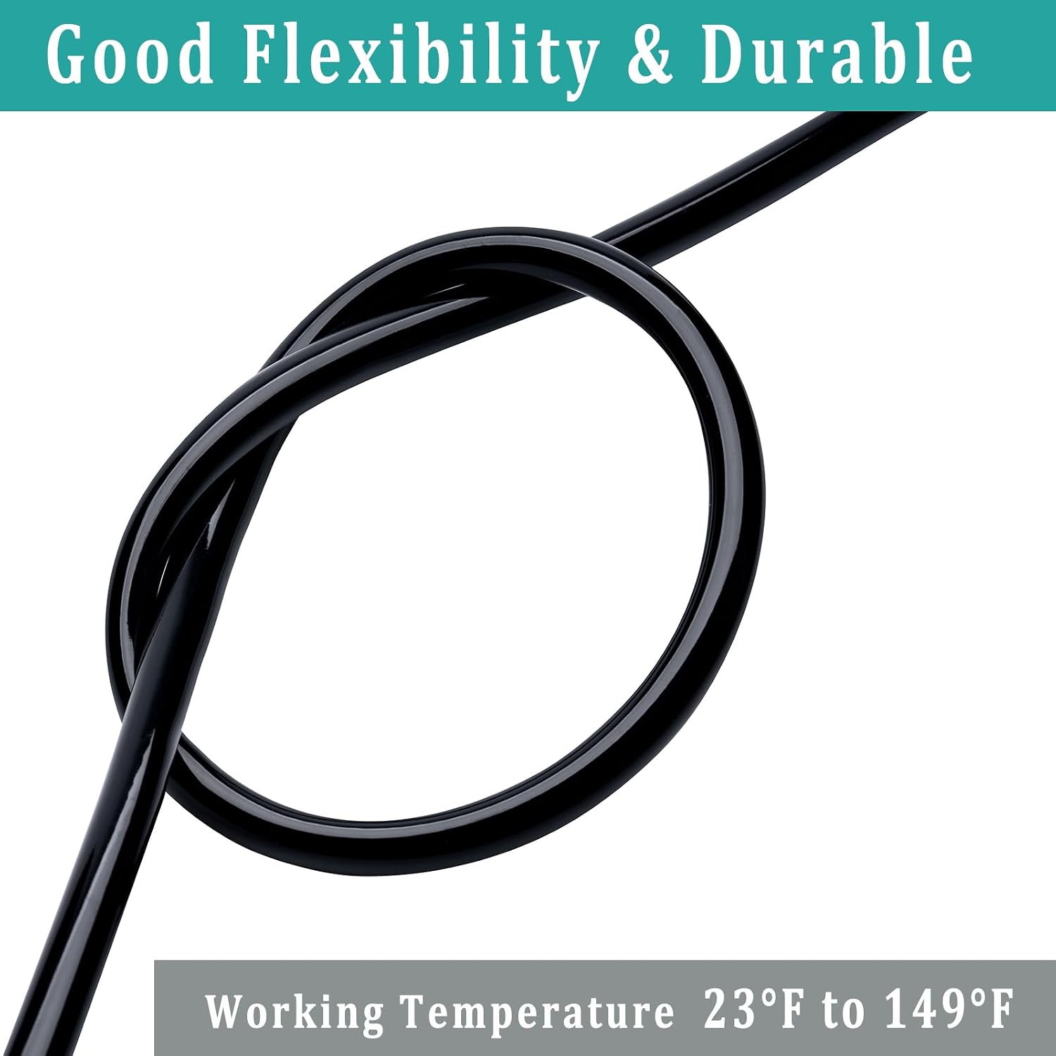 3/4" id - 25 ft Black Vinyl Tubing Flexible PVC Irrigation Hose & 2 Clamps | Hybrid Hose Transfer Water Fuel Gas for