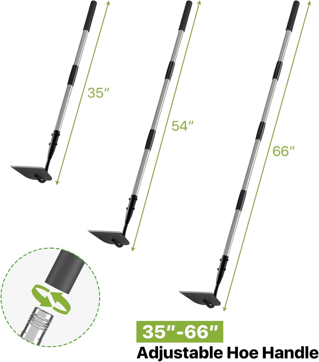 Draw Hoe Garden Tool, Heavy Duty Garden Hoes for Weeding Long Handle, Easy Stand Up Scraping Weeder Tool for Garden