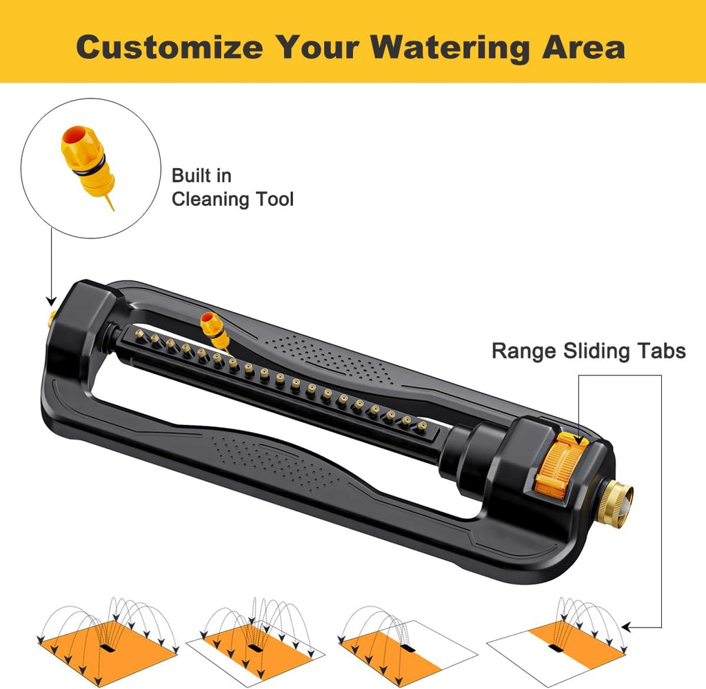 FANHAO Oscillating Sprinkler for Yard, Garden and Flower Beds, Covers Up to 3,600 sq. ft., Durable Lawn Sprinkler with