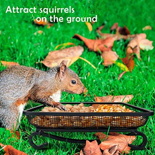MIXXIDEA Ground Platform Bird Feeder Metal Seed Tray for Outside Garden Wild Bird Feeders with Drainage Holes Great Attracting for Birds and Squirrels, Wonderful Decoration for Backyard – Pack of 2