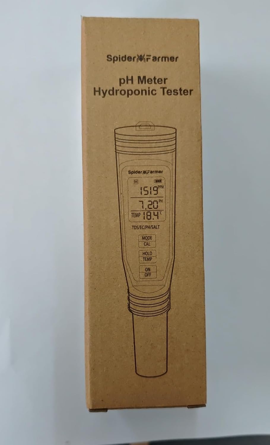 Spider Farmer 5-in-1 Digital pH Meter Kit Pen Tester for Water Hydroponics | pH, TDS, EC, Temp, and Salinity 5-in-1 Pen