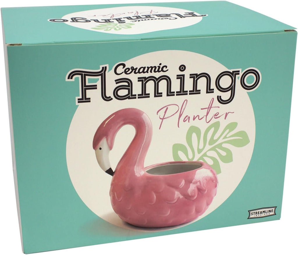 Streamline Imagined Cute Flamingo Planter Pot, Drainage Hole